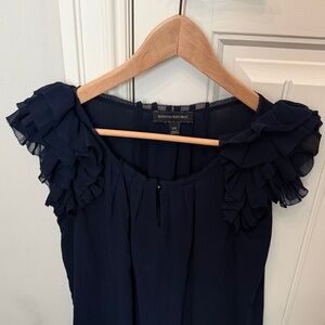 Banana Republic Dark Blue Ruffle Sleeve Blouse